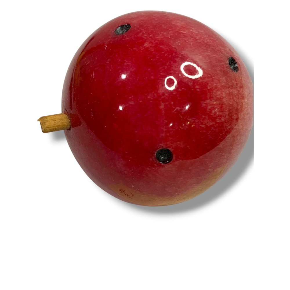 Prickly Pear Paperweight Marble Alabaster 2.5" Wood Stem Light Red Vintage